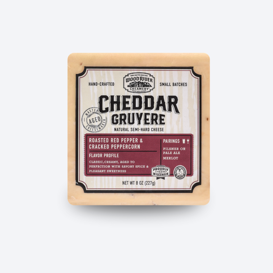 Roasted Red Pepper & Cracked Peppercorn Cheddar Gruyere