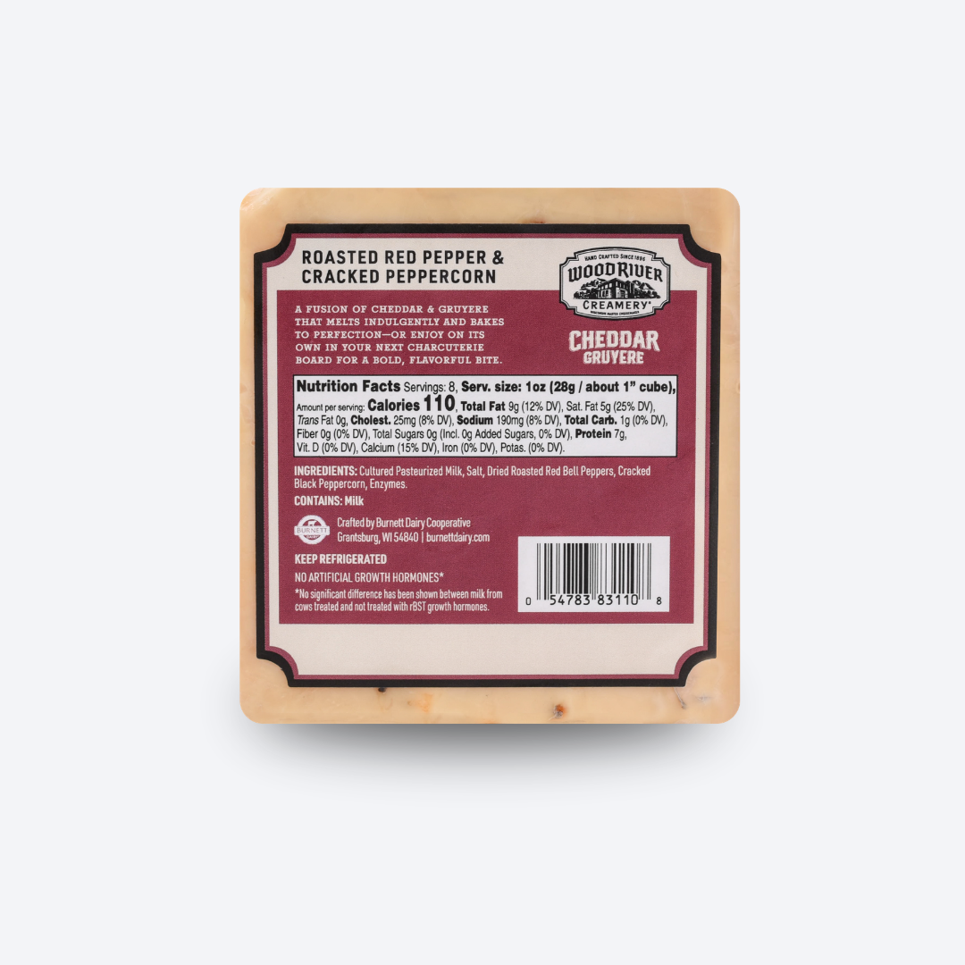 Roasted Red Pepper & Cracked Peppercorn Cheddar Gruyere