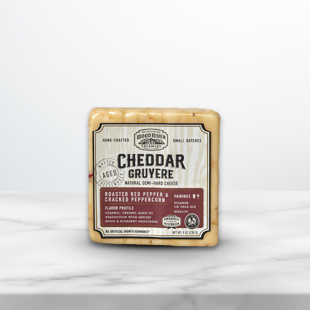 Roasted Red Pepper and Cracked Peppercorn Cheddar Gruyere