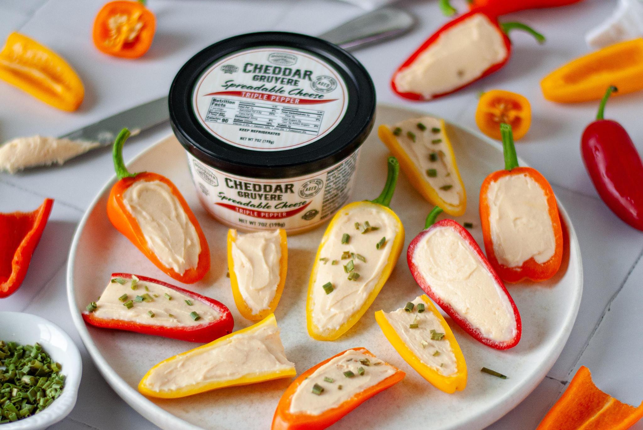 Spreadable Triple Pepper Cheddar Gruyere Cheese