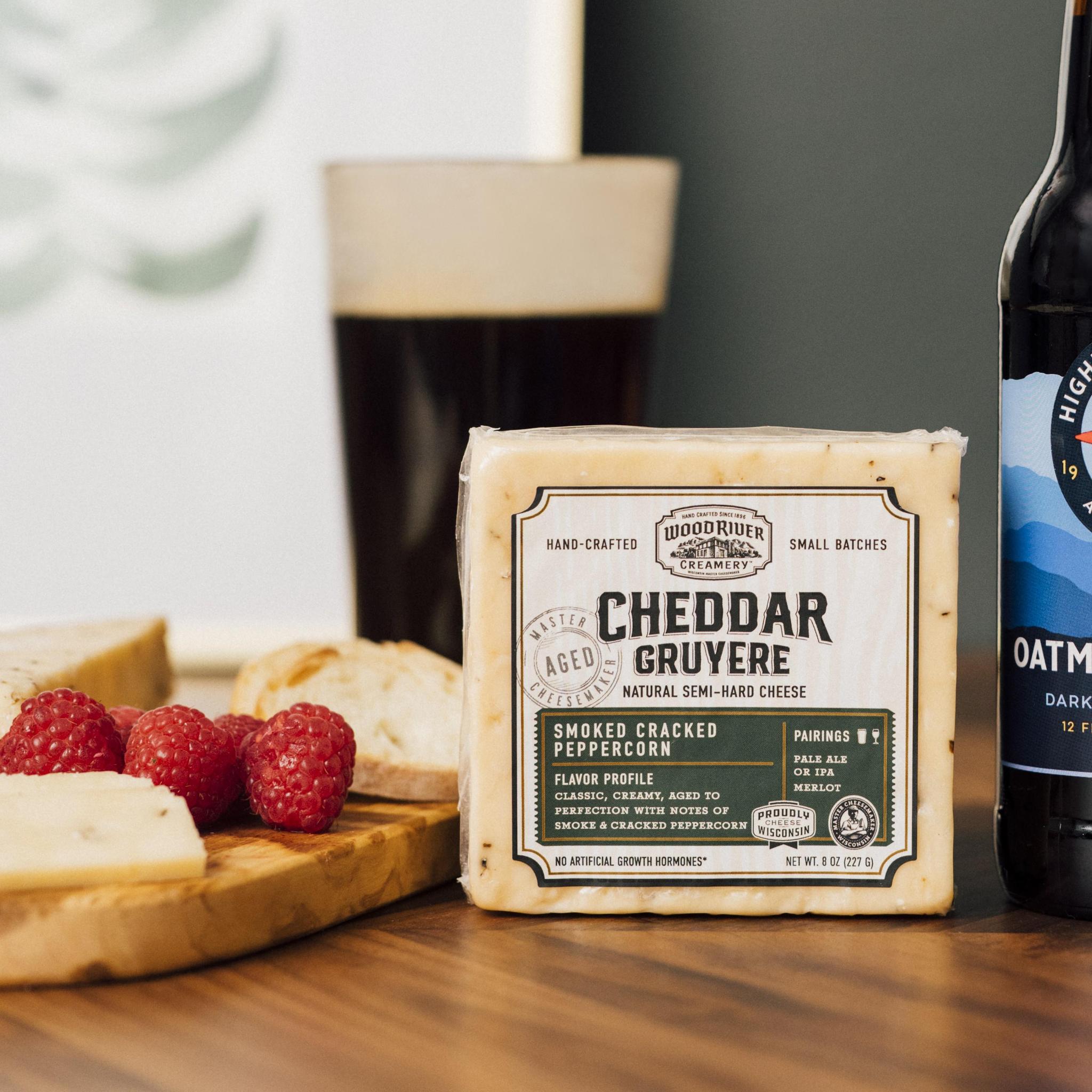 Smoked Cracked Peppercorn Cheddar Gruyere