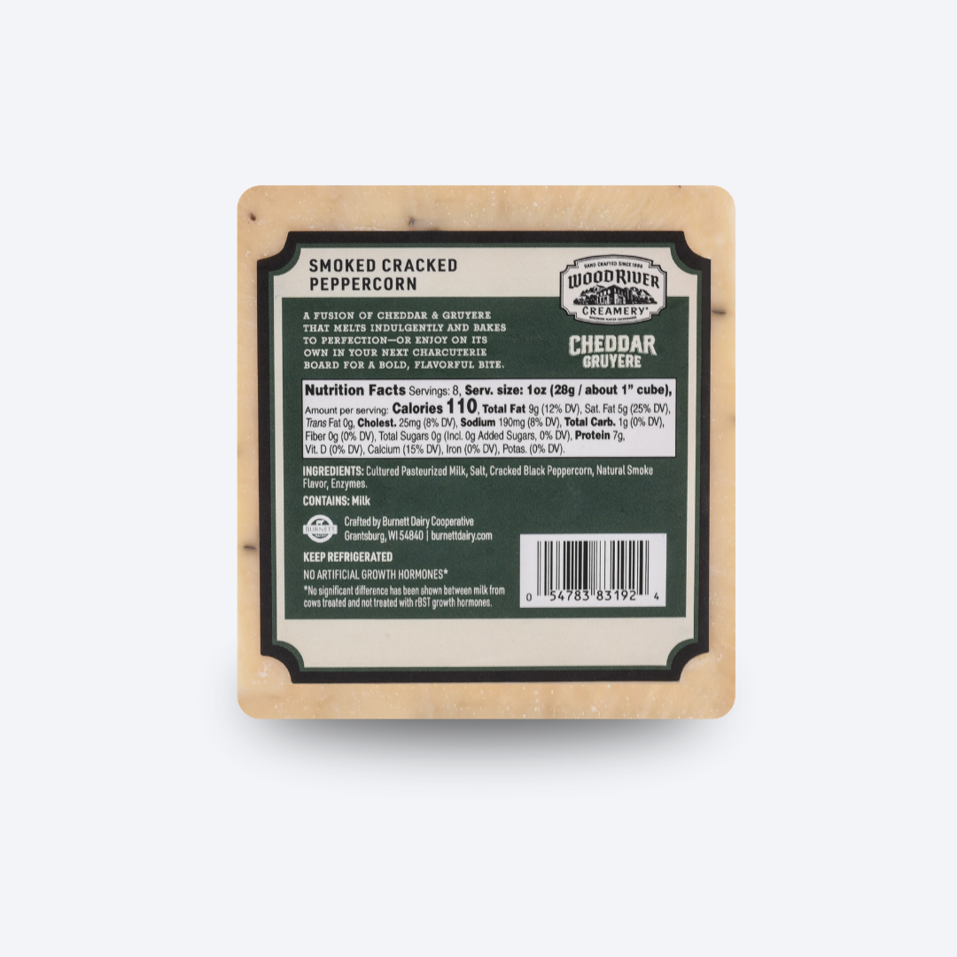 Smoked Cracked Peppercorn Cheddar Gruyere